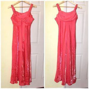 Vintage Betsy & Adam Coral Pink Women Prom Maxi Dress Size 14 Satin Nightgown